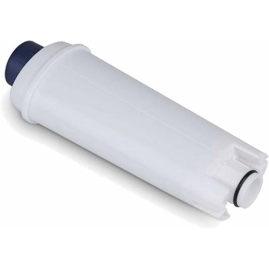De'Longhi replacement water filter DLSC002 for coffee machines, shown in the image with clear filter details.