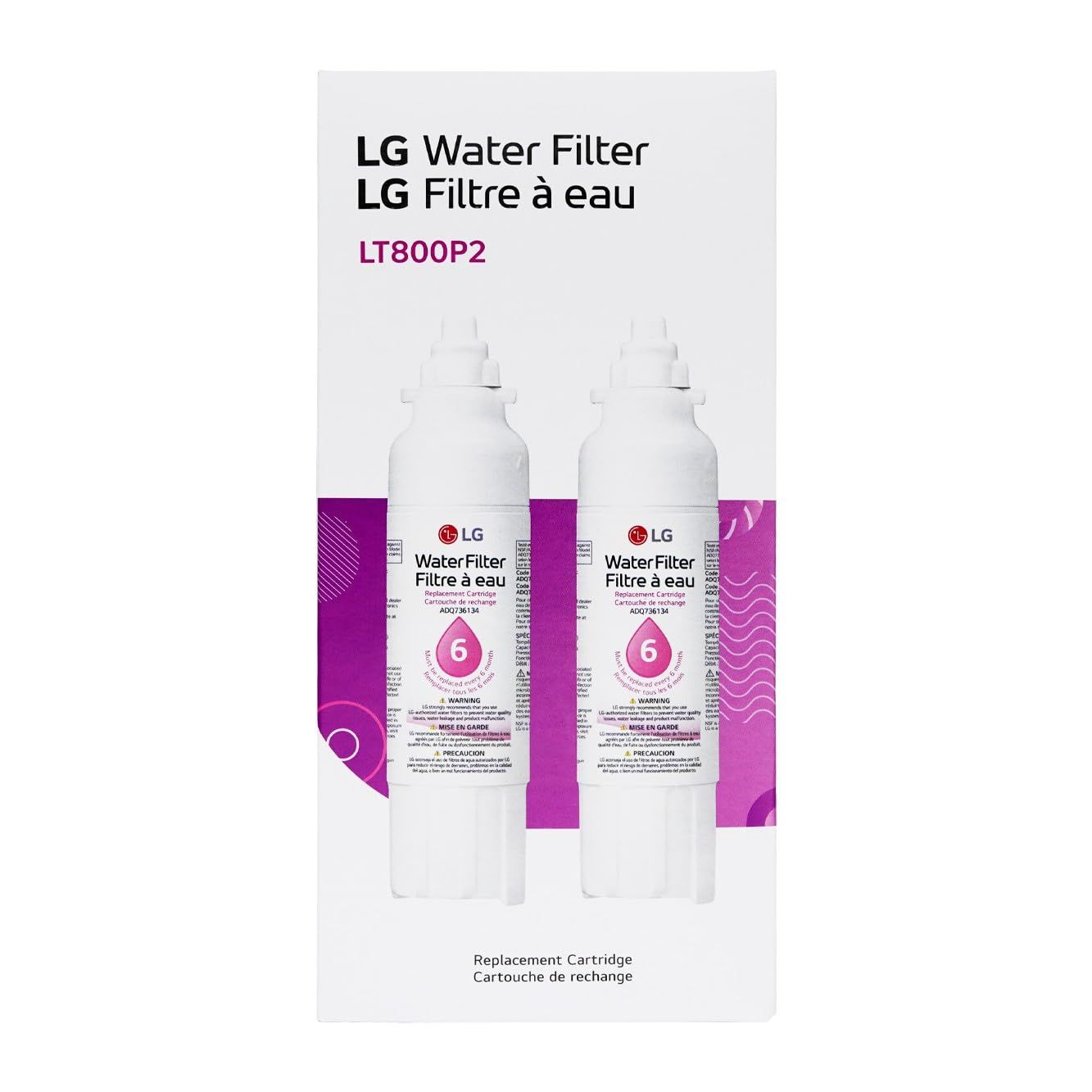 LG LT800P refrigerator water filter replacement filter, new and clean for fresh, filtered water in LG refrigerators.