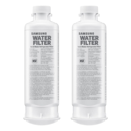 Samsung HAF-QIN/EXP genuine refrigerator water filter replacement by Zero Filter Store, showing the filter component.
