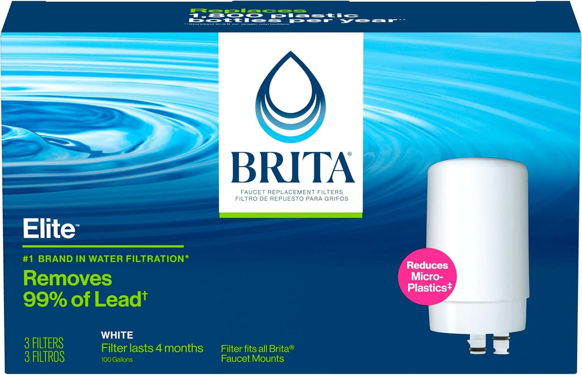 Brita® Elite faucet mount replacement filter, white, 3-pack