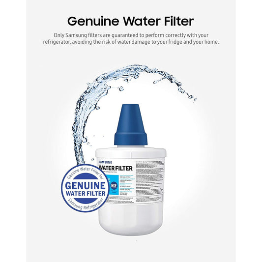 Samsung HAFCU1/XAA refrigerator water filter replacement filter for clean, filtered water in compatible Samsung refrigerators.