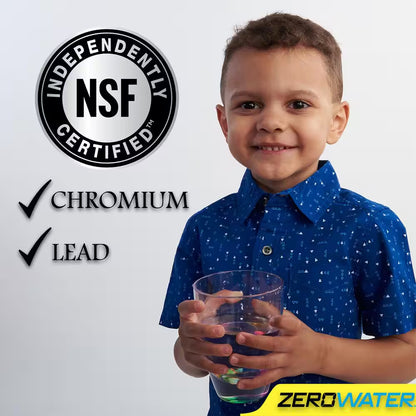 7-cup Ready-Pour water filter pitcher from Zero Filter Store with clear pitcher and filter cartridge for clean drinking water