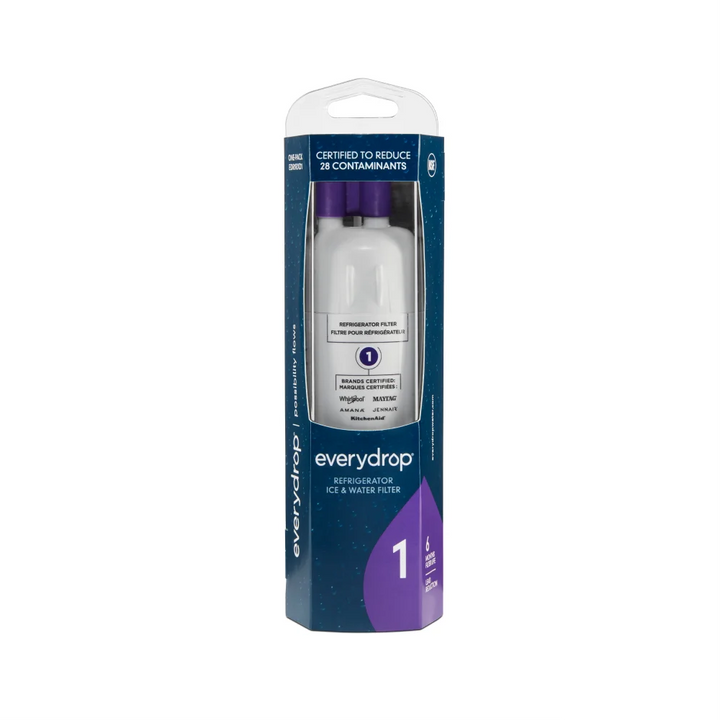 Everydrop by Whirlpool Refrigerator Water Filter 1 showing the filter cartridge in a clear view