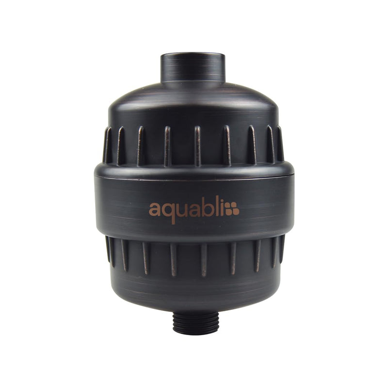 Aquabliss SF100 Revitalizing Shower Filter attached to a showerhead, demonstrating water flow for cleaner, healthier showering.