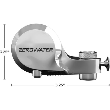 ZeroWater ExtremeLife faucet mount filter attached to kitchen faucet for clean, filtered drinking water.