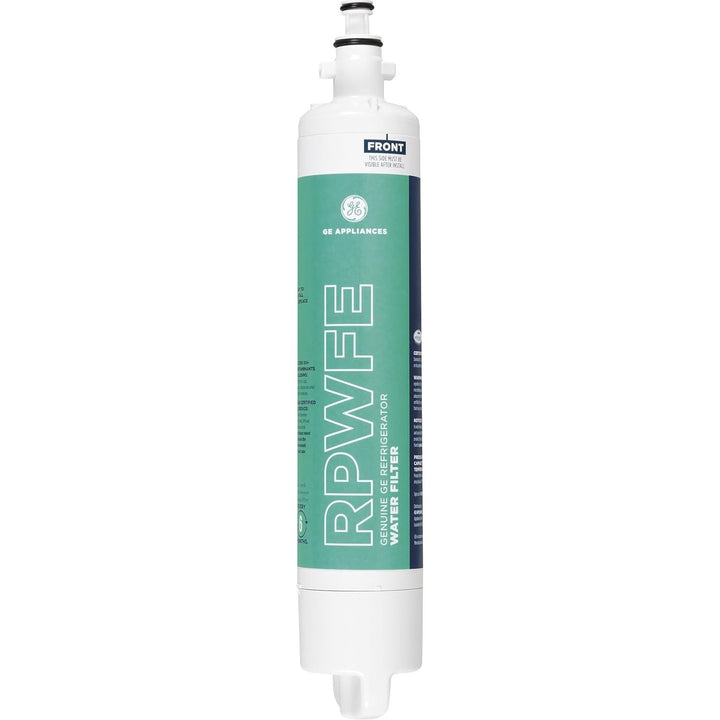 GE RPWFE refrigerator water filter by Zero Filter Store, showing the PhoenixBucketTitleBTF model with clear plastic casing.