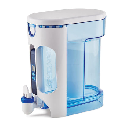 ZeroWater 12-cup water filter pitcher with clear body and filter cartridge, designed for clean, filtered drinking water at home.