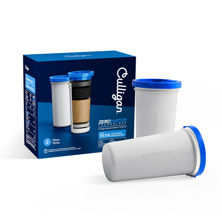 ZeroWater replacement filters, 2-pack, for clean, filtered drinking water, compatible with Zero Water Store filtration systems.