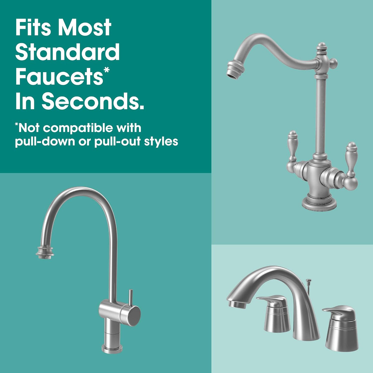 PUR® PLUS FM-2500V vertical faucet mount water filtration system, grey