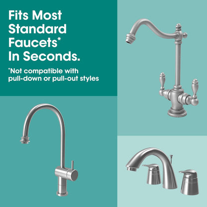 PUR® PLUS FM-2500V vertical faucet mount water filtration system, grey