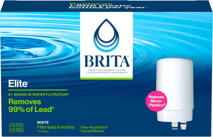 Brita® Elite faucet mount replacement filter, white, 3-pack