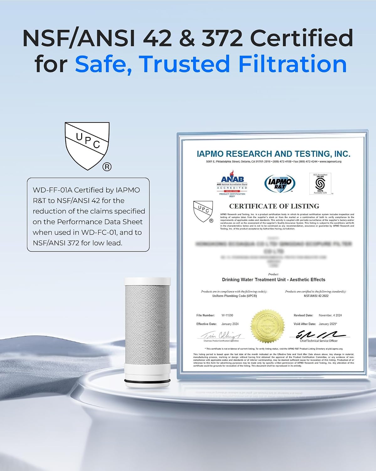 Waterdrop® WD-FF-01A faucet mount replacement filter, 3-pack