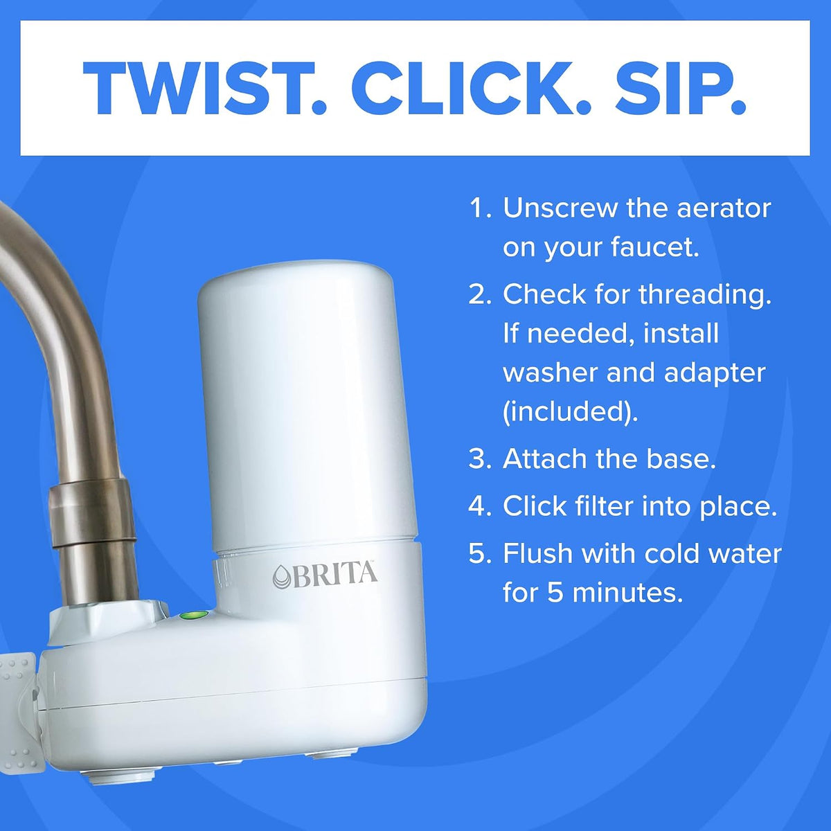 Brita® Elite Advanced faucet mount water filtration system, white