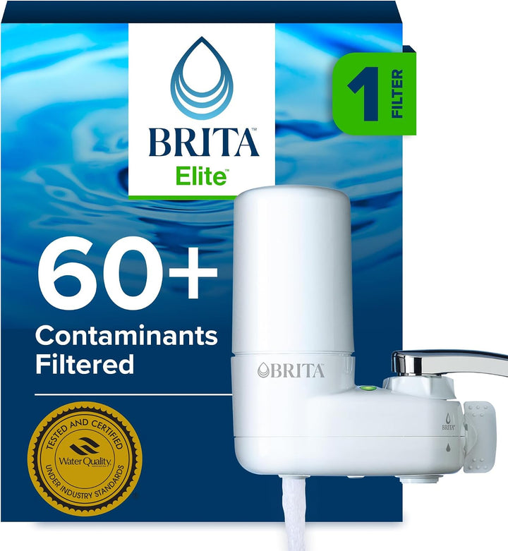 Brita® Elite Advanced faucet mount water filtration system, white