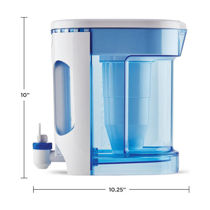 ZeroWater 12-cup water filter pitcher with clear plastic body and white lid, designed for filtered drinking water.