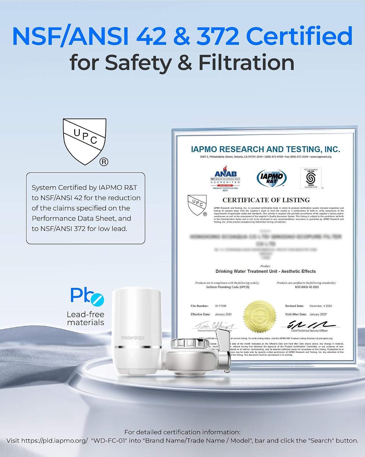 Waterdrop® WD-FC-01 faucet mount water filter system