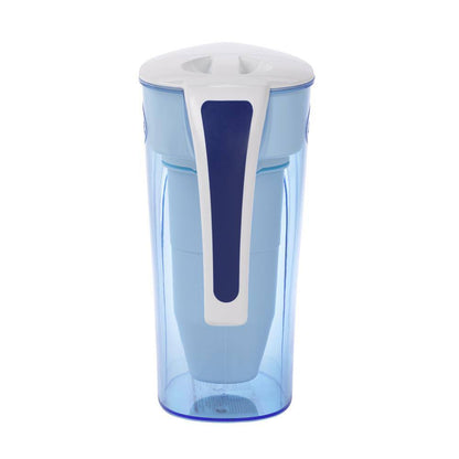 7-cup Ready-Pour water filter pitcher from Zero Filter Store with a clear, plastic design and ergonomic handle for easy pouring.