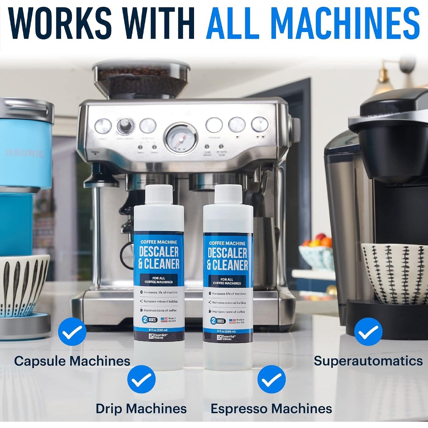 Coffee Machine Descaler Cleaner for all Automatic Coffee Makers & Espresso Machines