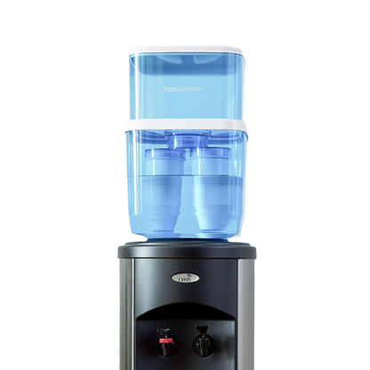 ZeroWater 5-gallon water cooler filtration system with 5-stage filter, designed for clean, filtered drinking water.