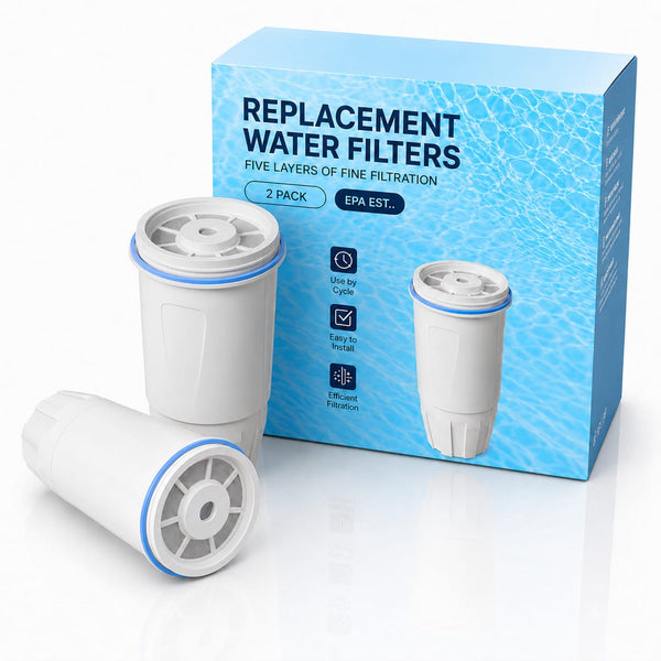 Two 5-stage replacement filters from Zero Filter Store, designed for advanced water purification systems.