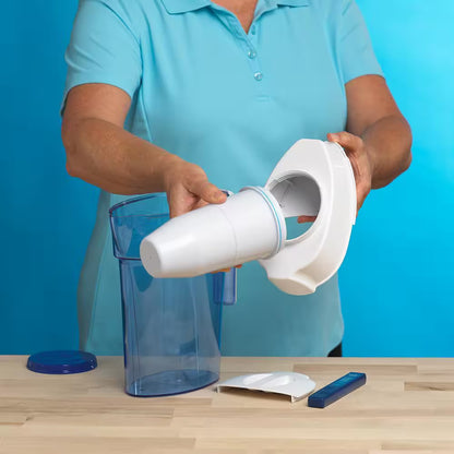 7-cup Ready-Pour water filter pitcher by Zero Filter Store with a clear design and built-in filter for clean drinking water