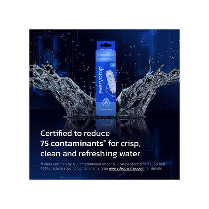 everydrop® Filter A EDRARXD1 compatible refrigerator water filter – contaminant reduction graphic