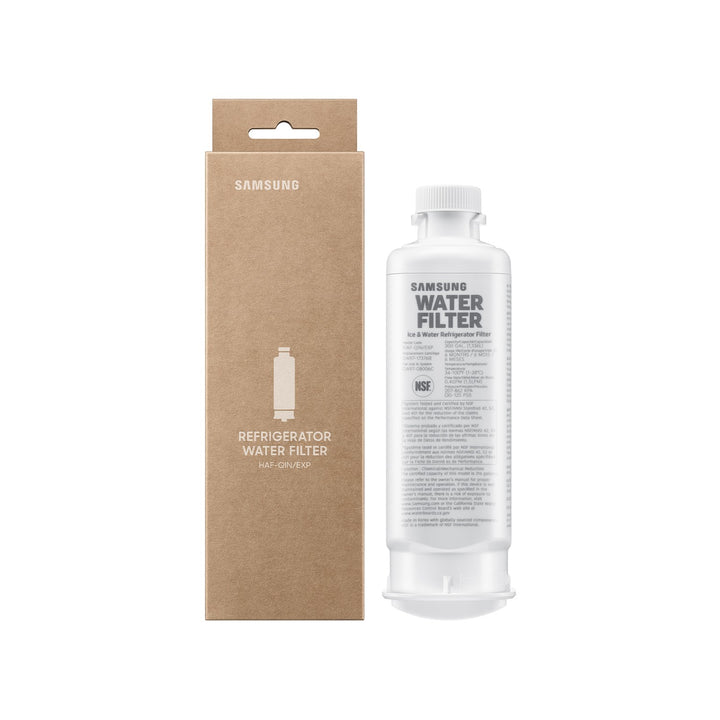 Samsung® HAF-QIN compatible refrigerator water filter – cartridge and package