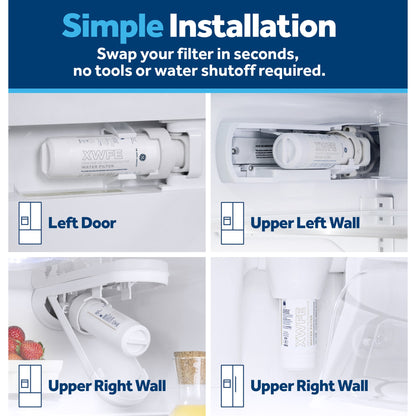 GE® XWFE compatible refrigerator water filter – installation steps
