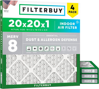 20x20x1 MERV 8 Pleated Air Filter (4-Pack)