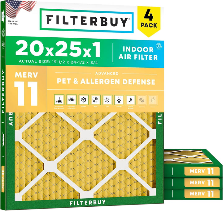 20x25x1 MERV 11 Pleated Air Filter (4-Pack)