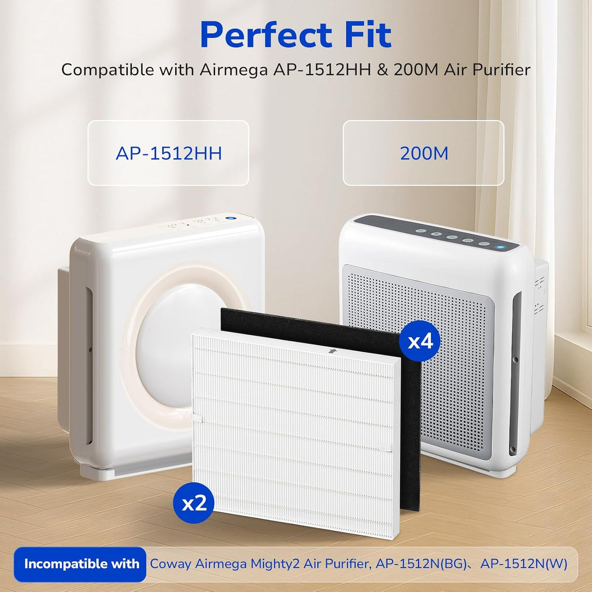HEPA + Carbon Filter Set (2-Pack) – Compatible with Coway AP-1512HH