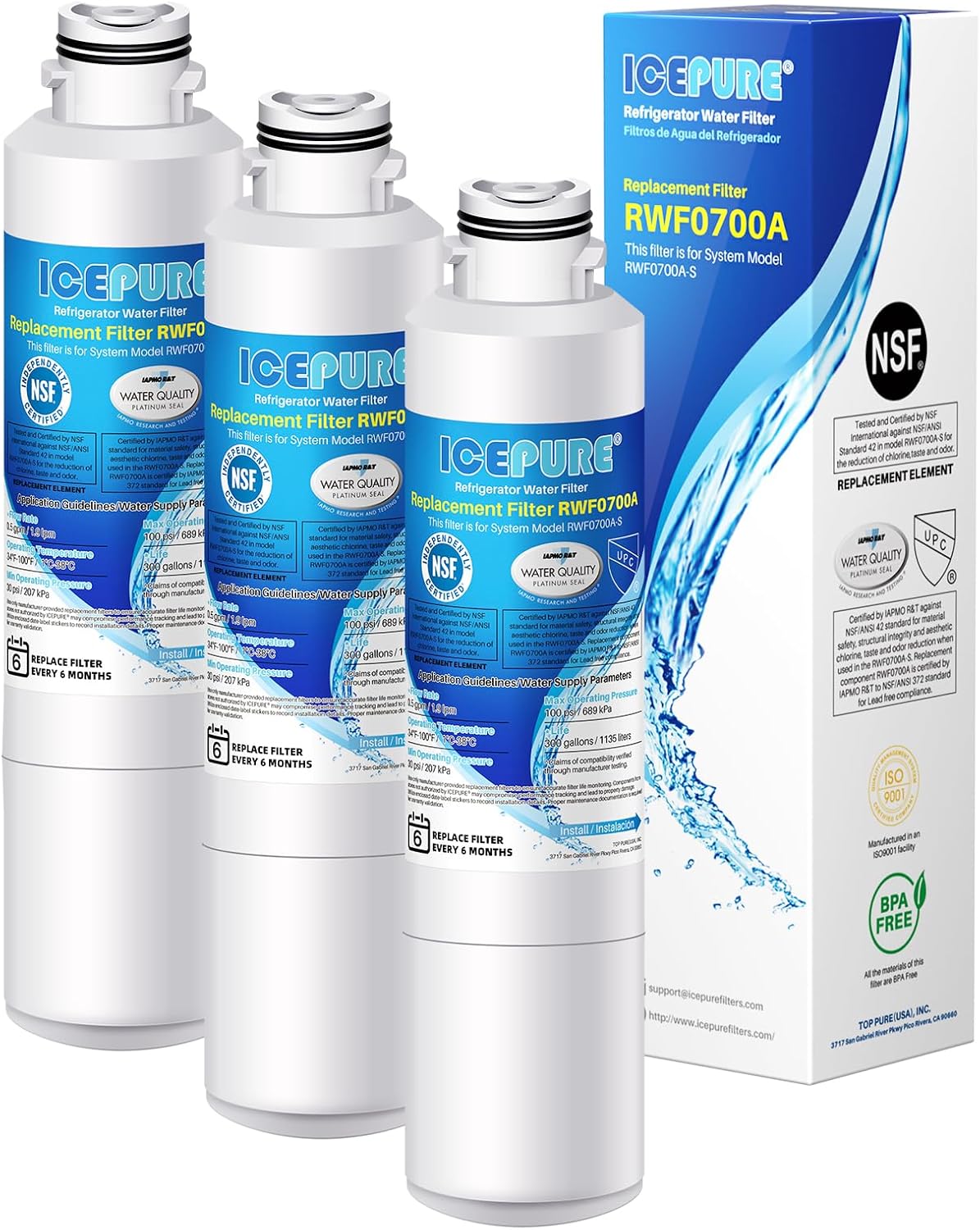 Premium Refrigerator Water Filter 3-Pack – Compatible with Samsung DA29-00020B
