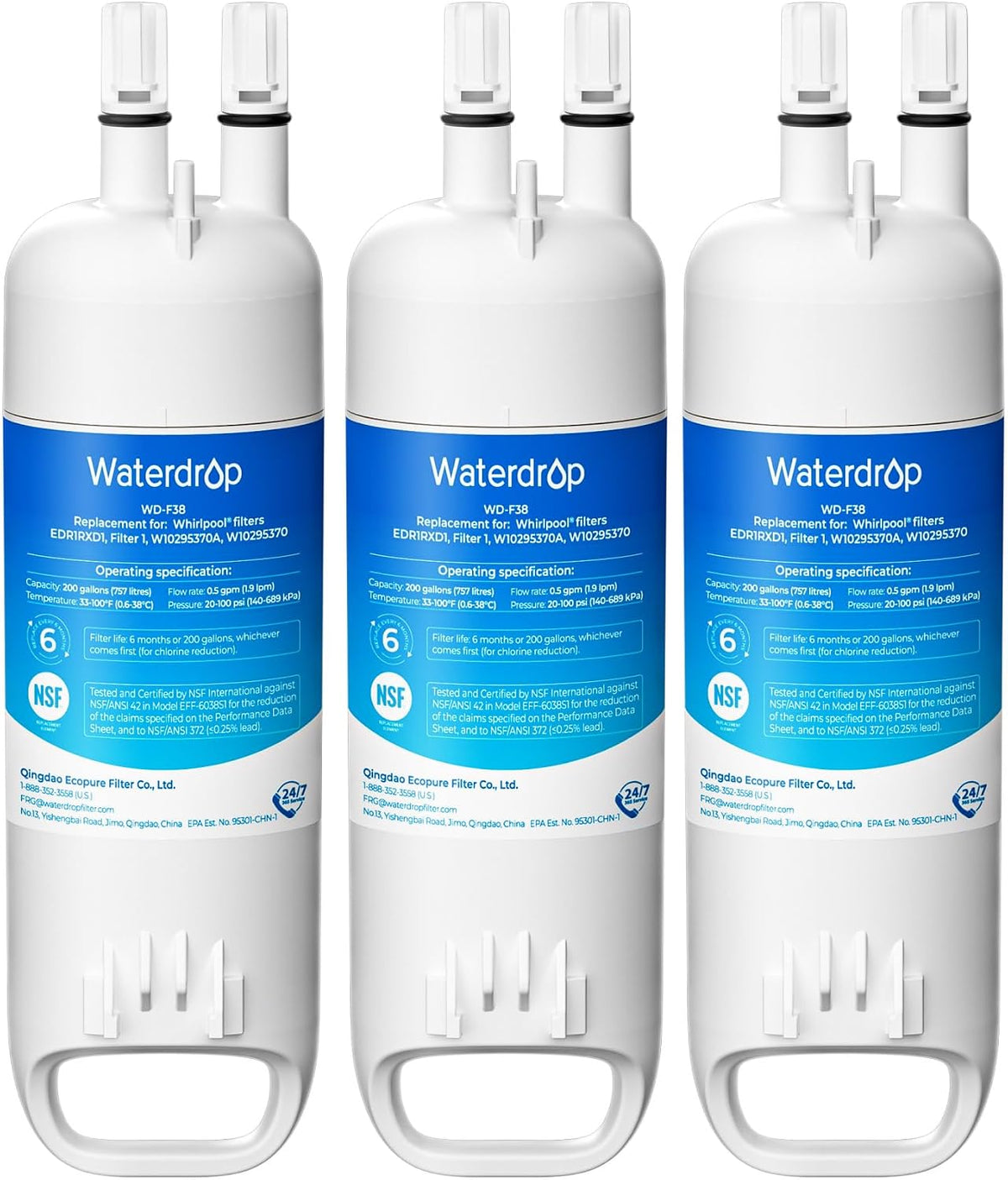 Refrigerator Water Filter 3-Pack – Compatible with EDR1RXD1 Filter 1