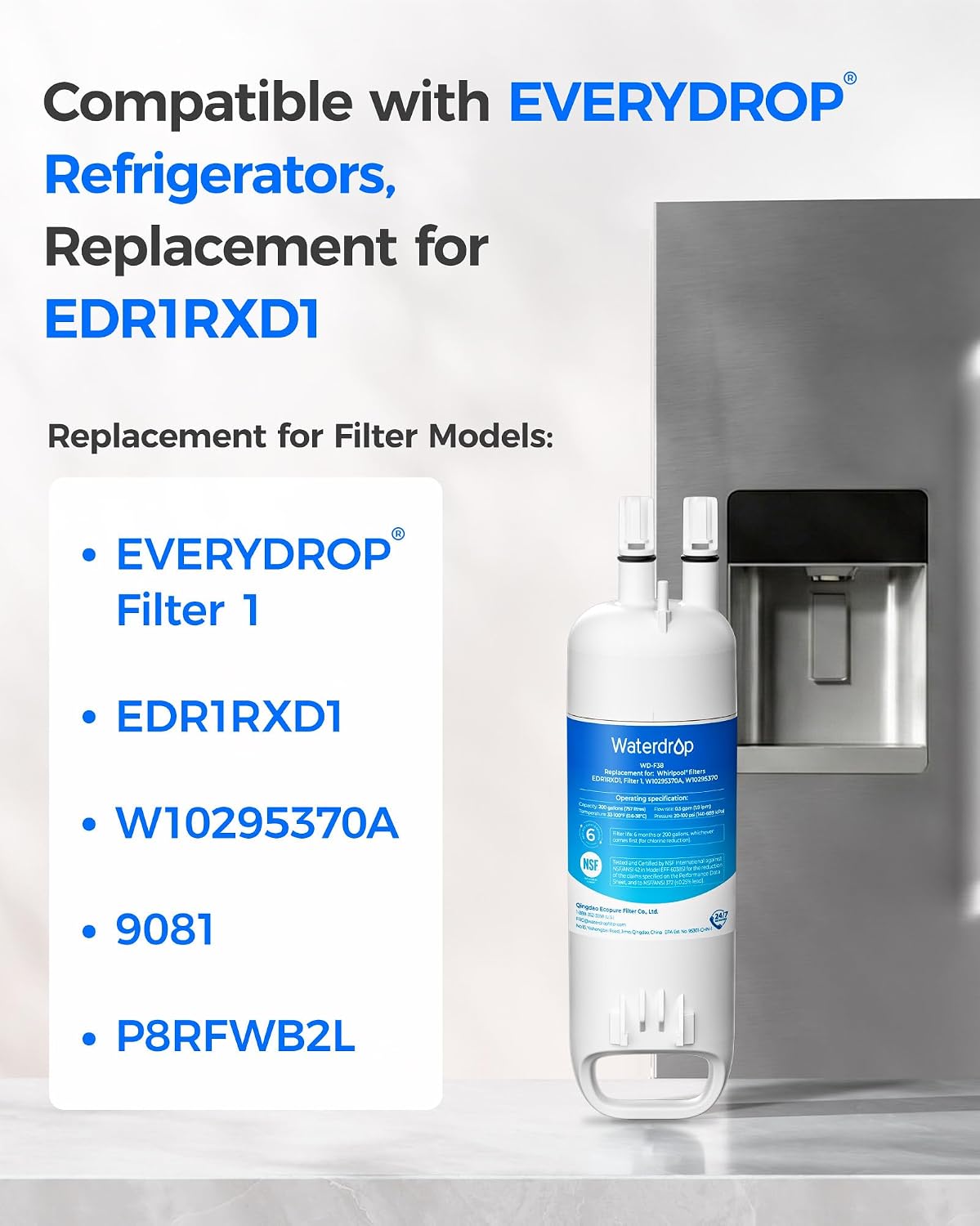 Refrigerator Water Filter 3-Pack – Compatible with EDR1RXD1 Filter 1
