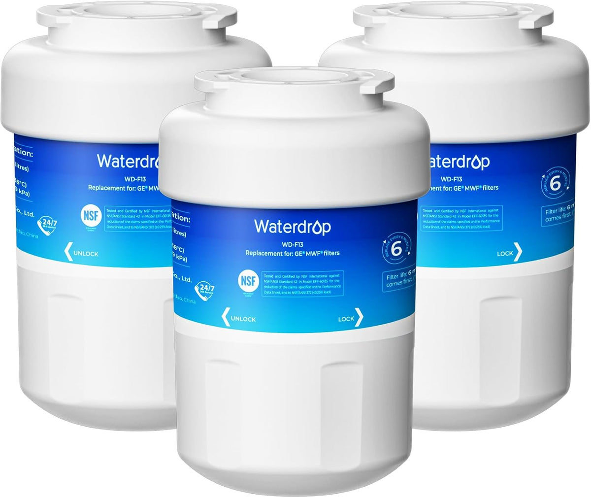 Refrigerator Water Filter 3-Pack – Compatible with GE MWF