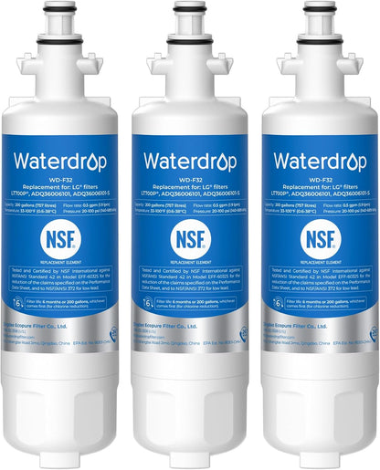 Refrigerator Water Filter 3-Pack – Compatible with LG LT700P