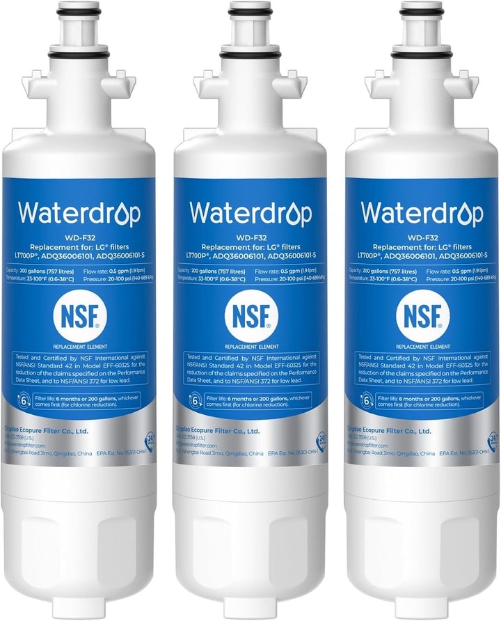 Refrigerator Water Filter 3-Pack – Compatible with LG LT700P