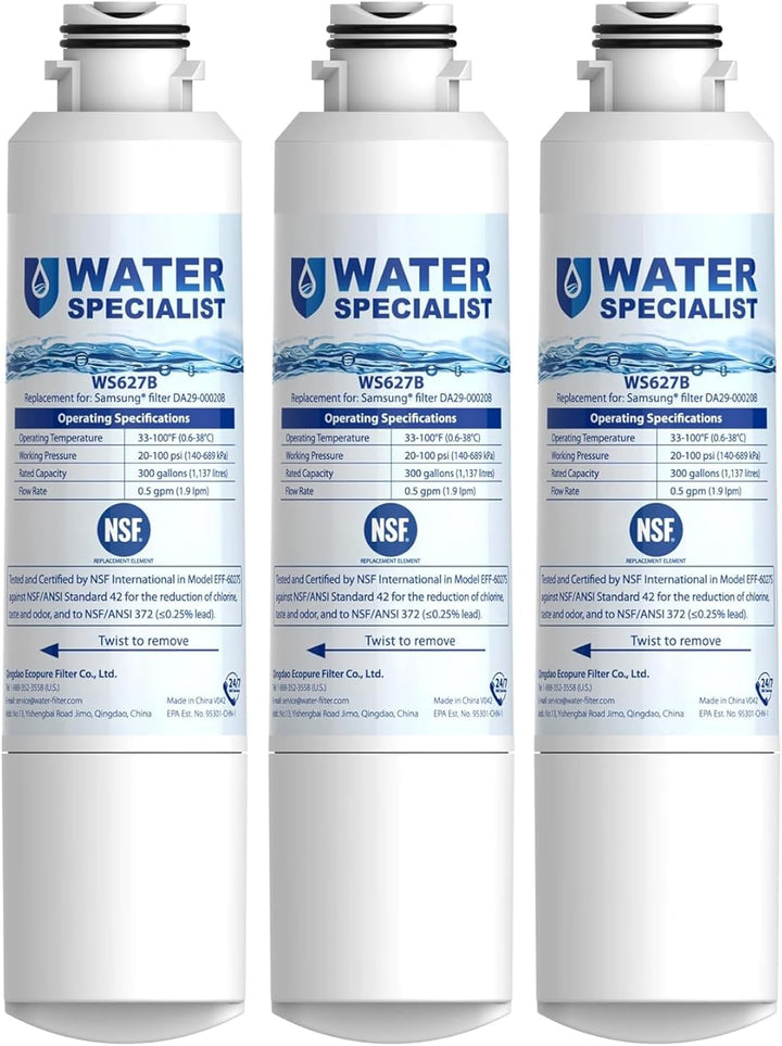 Refrigerator Water Filter 3-Pack – Compatible with Samsung DA29-00020B