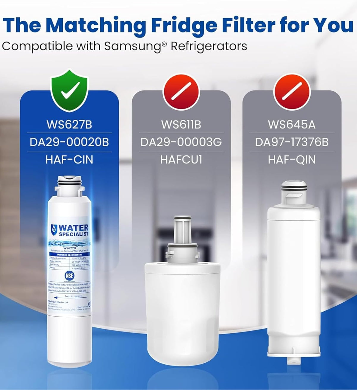 Refrigerator Water Filter 3-Pack – Compatible with Samsung DA29-00020B