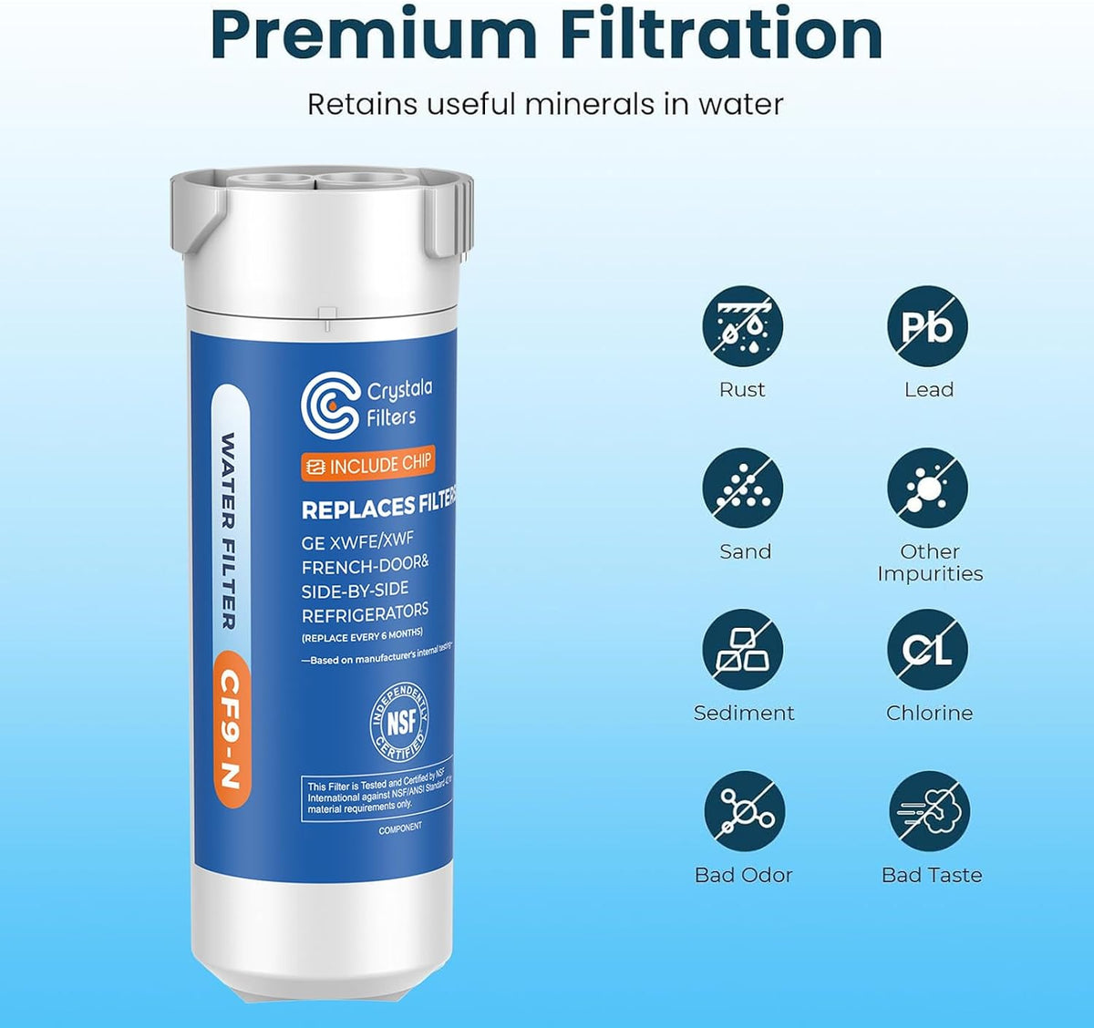 Refrigerator Water Filter with Chip – Compatible with GE XWFE