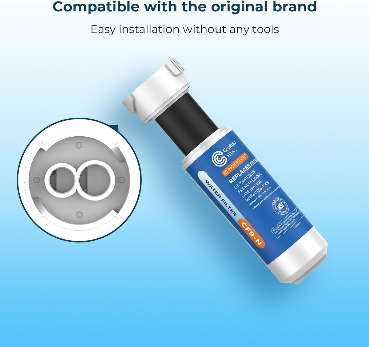 Refrigerator Water Filter with Chip – Compatible with GE XWFE