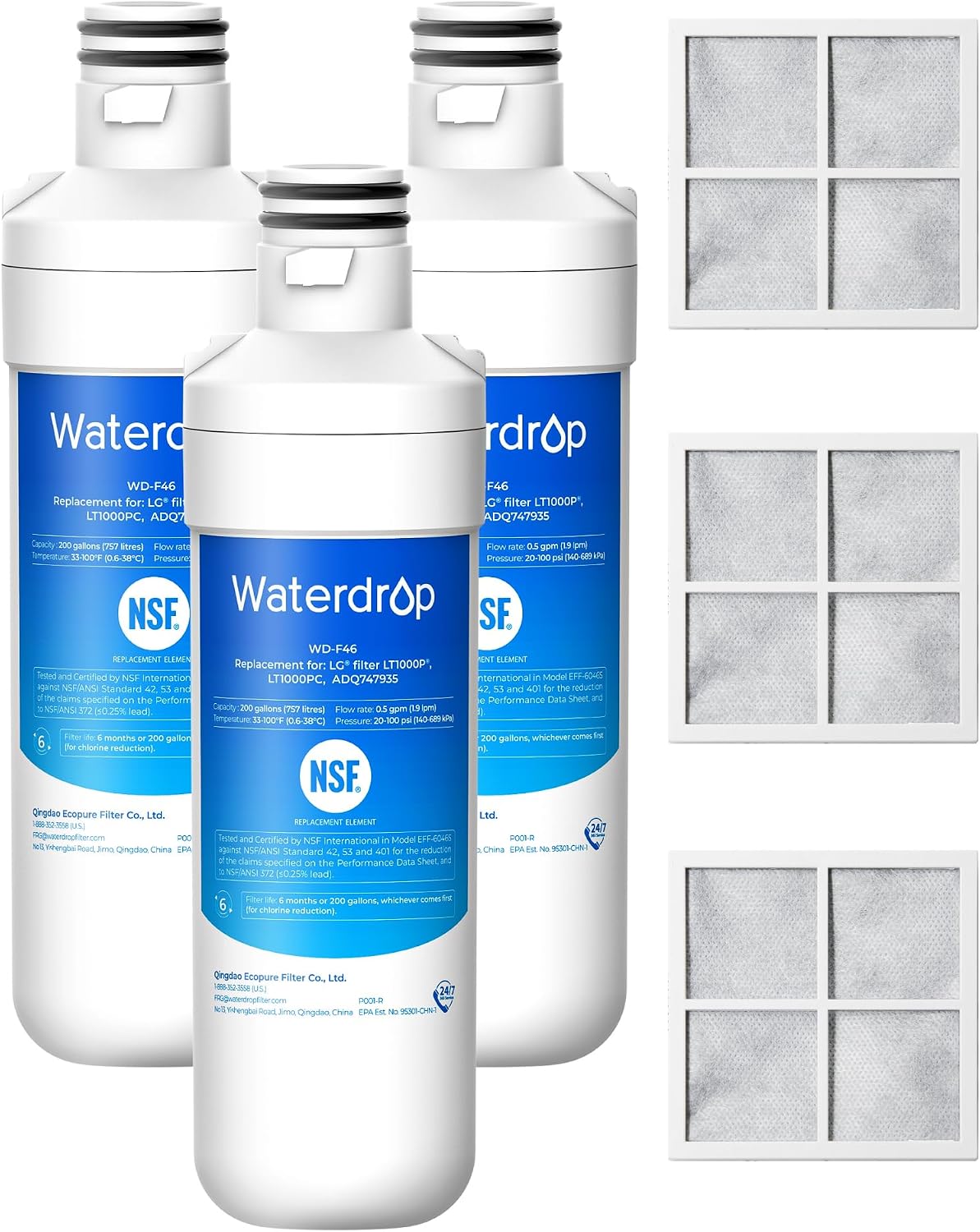 Water + Air Filter Combo (3+3) – Compatible with LG LT1000P & LT120F